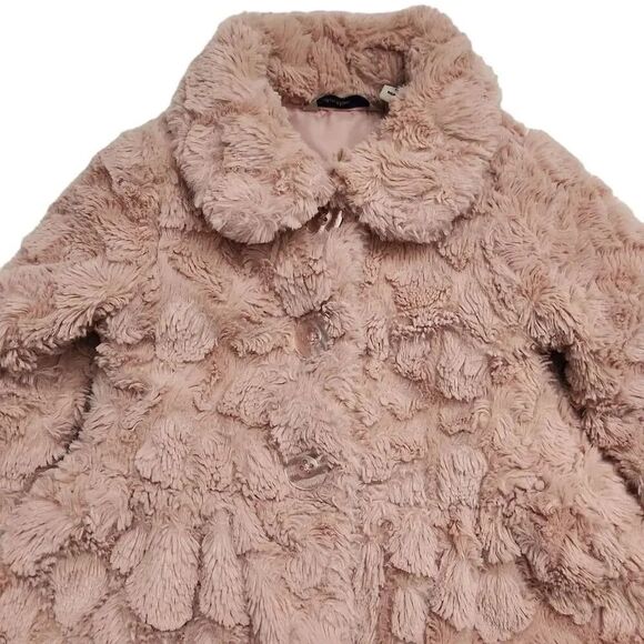 Calvin Klein Jeans Baby Girl Vintage Rose Faux Fur Coat - Size 12 Months - Picture 3 of 7